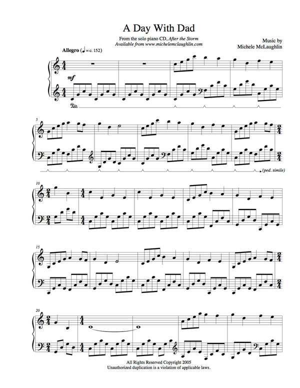 A Day With Dad (PDF Sheet Music) - Michele McLaughlin Music