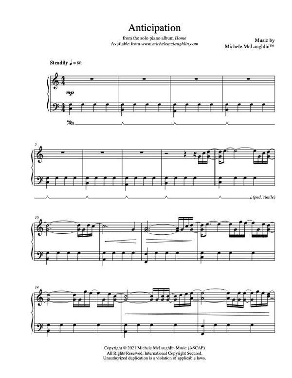 Anticipation (PDF Sheet Music) - Michele McLaughlin Music