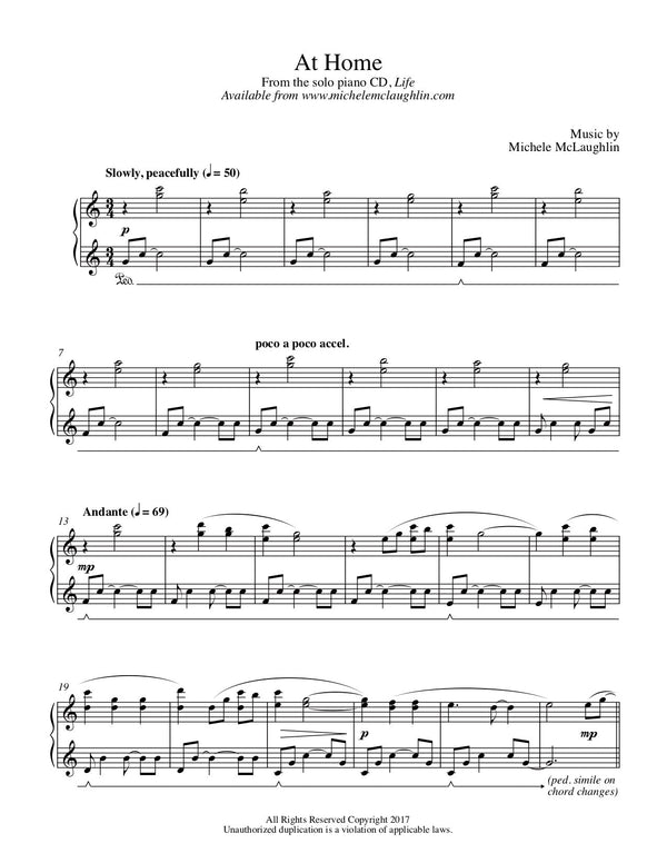At Home (PDF Sheet Music) - Michele McLaughlin Music