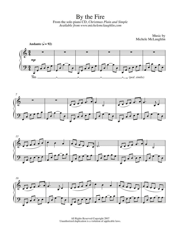 By The Fire (PDF Sheet Music) - Michele McLaughlin Music