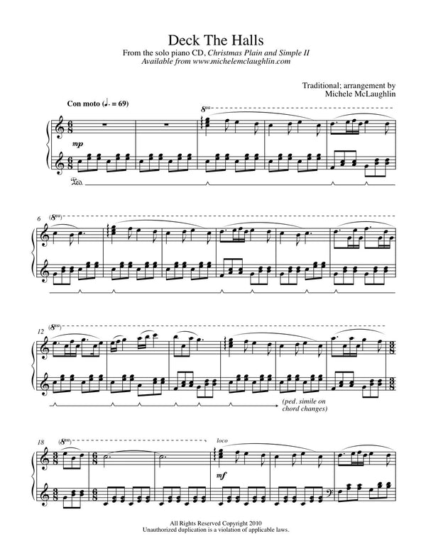 Deck The Halls (PDF Sheet Music) - Michele McLaughlin Music