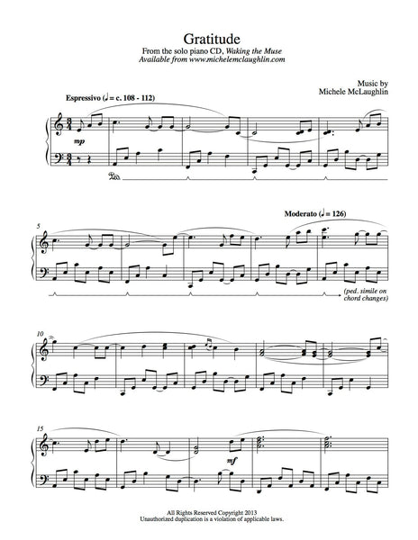 Gratitude PDF Sheet Music Michele McLaughlin Music