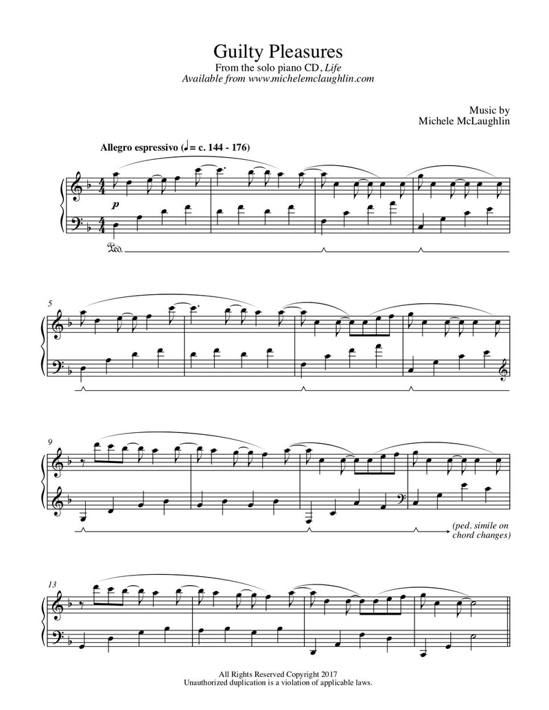 Guilty Pleasures (PDF Sheet Music) - Michele McLaughlin Music