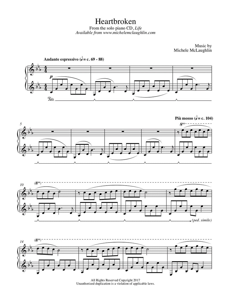 Heartbroken (PDF Sheet Music) - Michele McLaughlin Music