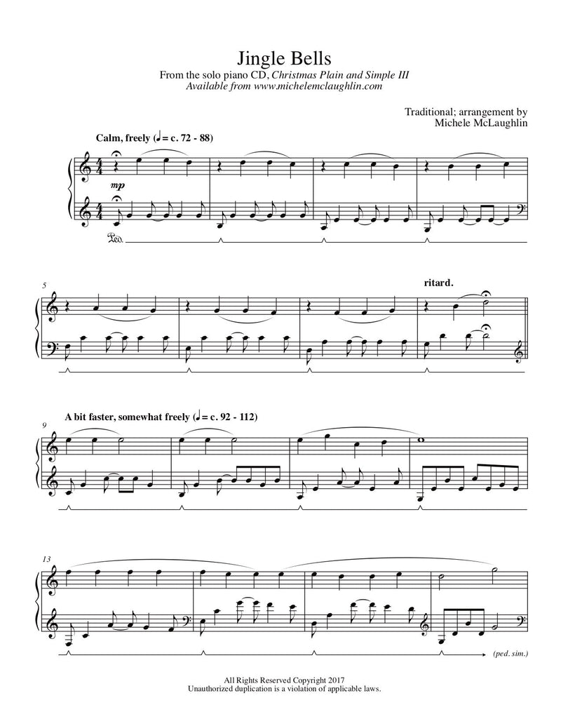 Jingle Bells (PDF Sheet Music) - Michele McLaughlin Music