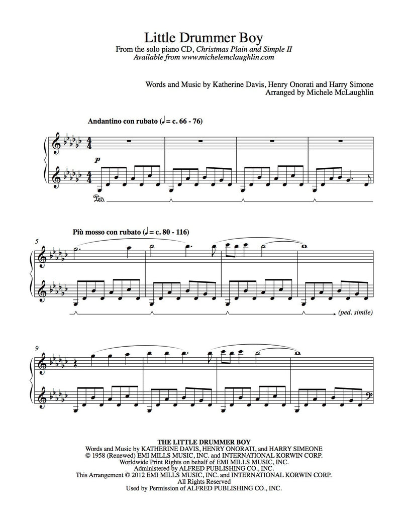 Little Drummer Boy (PDF Sheet Music) - Michele McLaughlin Music