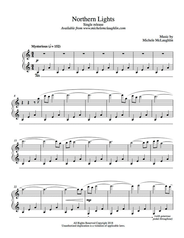 Northern Lights (PDF Sheet Music) - Michele McLaughlin Music
