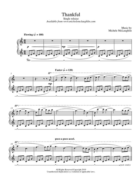 Thankful PDF Sheet Music Michele McLaughlin Music