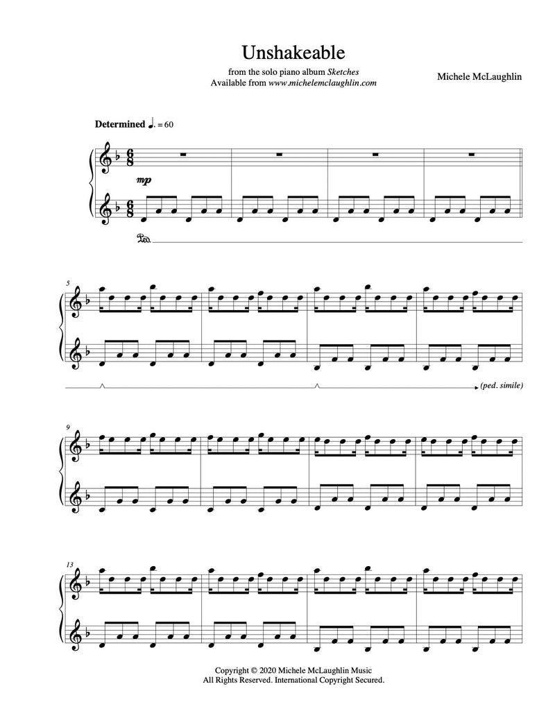 Unshakeable (PDF Sheet Music) - Michele McLaughlin Music