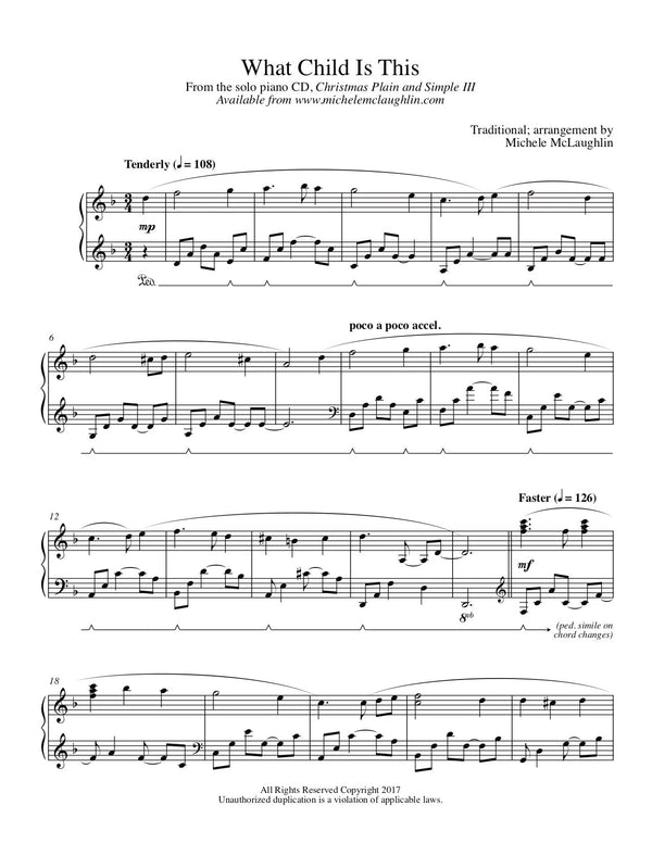 What Child Is This (PDF Sheet Music) - Michele McLaughlin Music