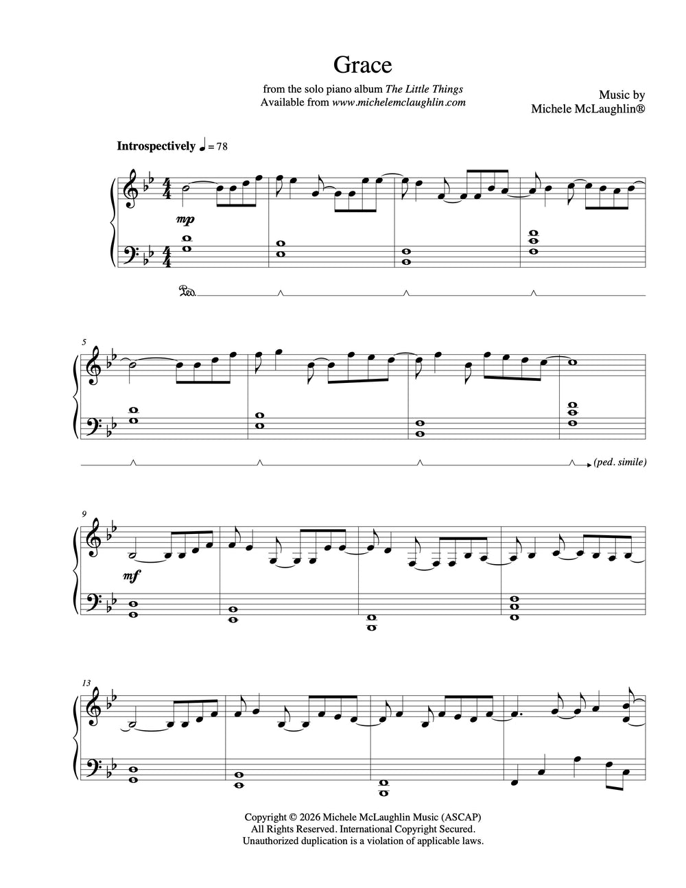 Grace (PDF Sheet Music) – Michele McLaughlin Music
