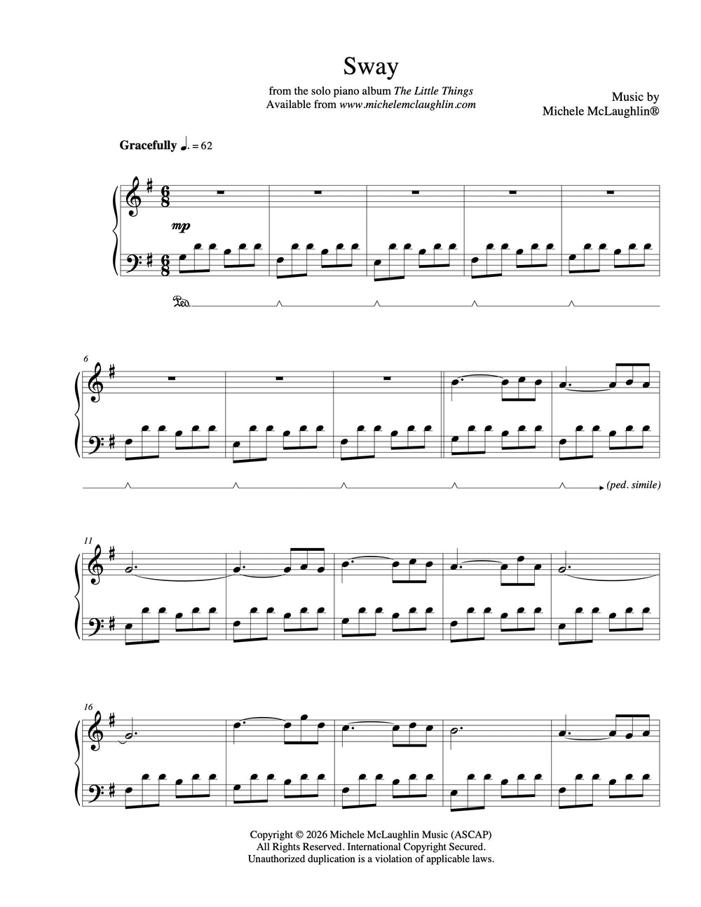 Sway (PDF Sheet Music) – Michele McLaughlin Music