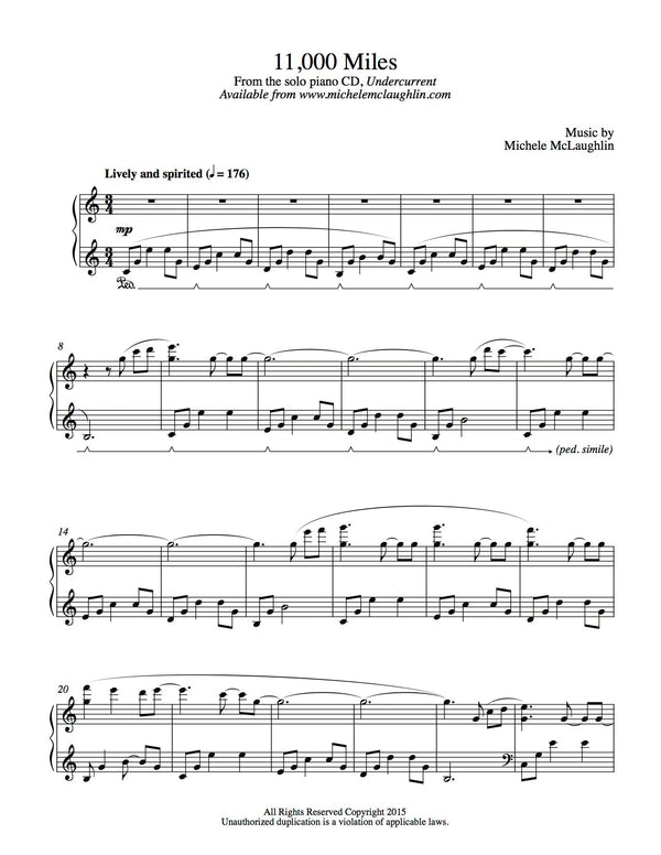11000 Miles (PDF Sheet Music) - Michele McLaughlin Music