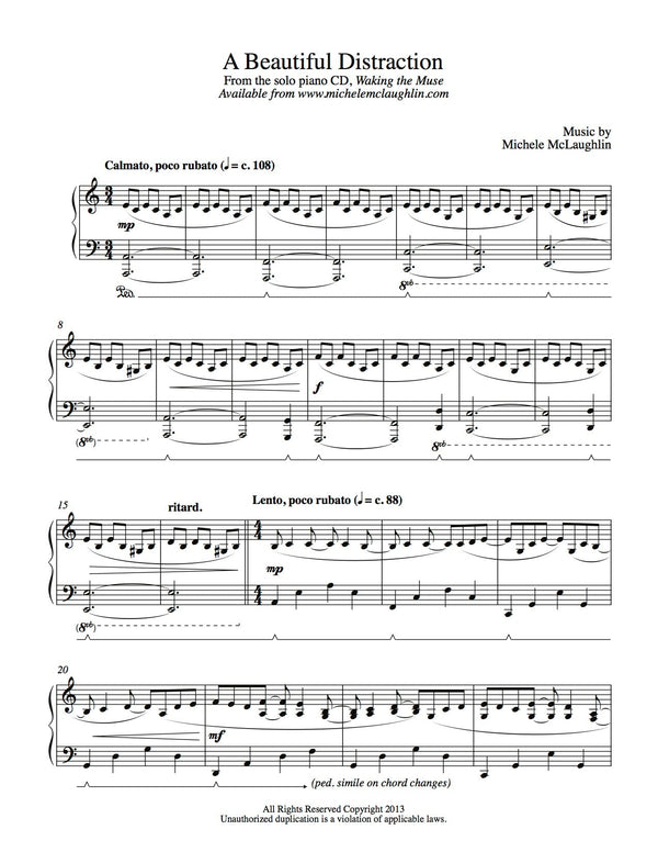 A Beautiful Distraction (PDF Sheet Music) - Michele McLaughlin Music