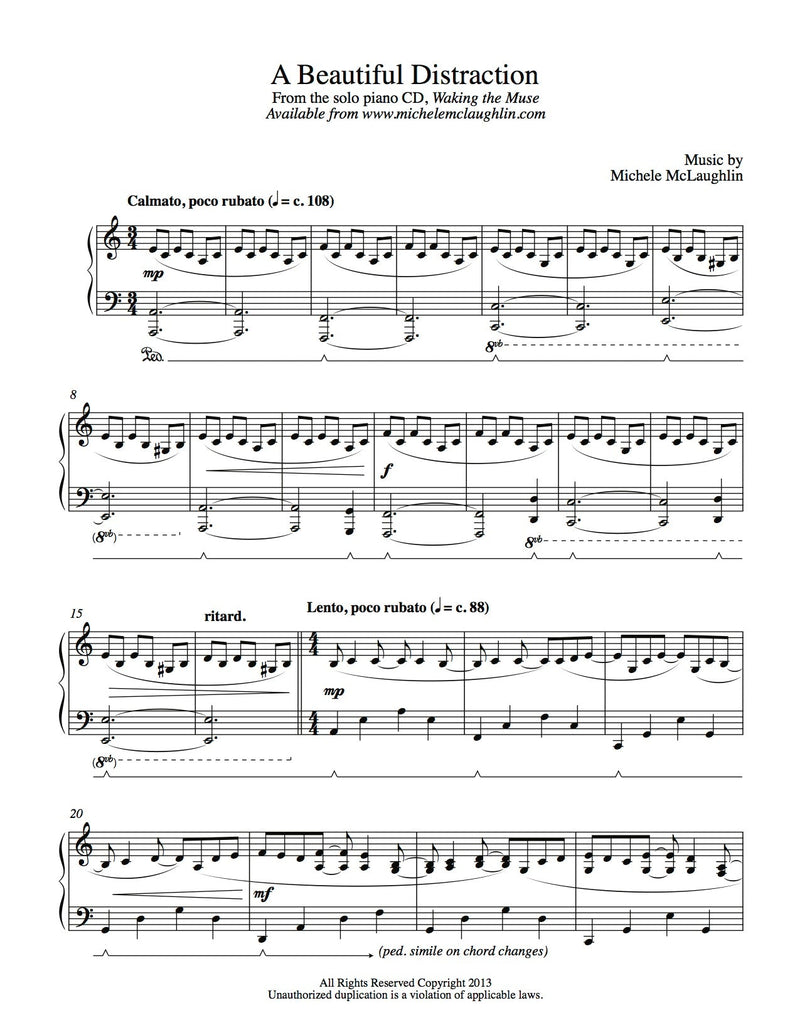 A Beautiful Distraction (PDF Sheet Music) Michele McLaughlin Music
