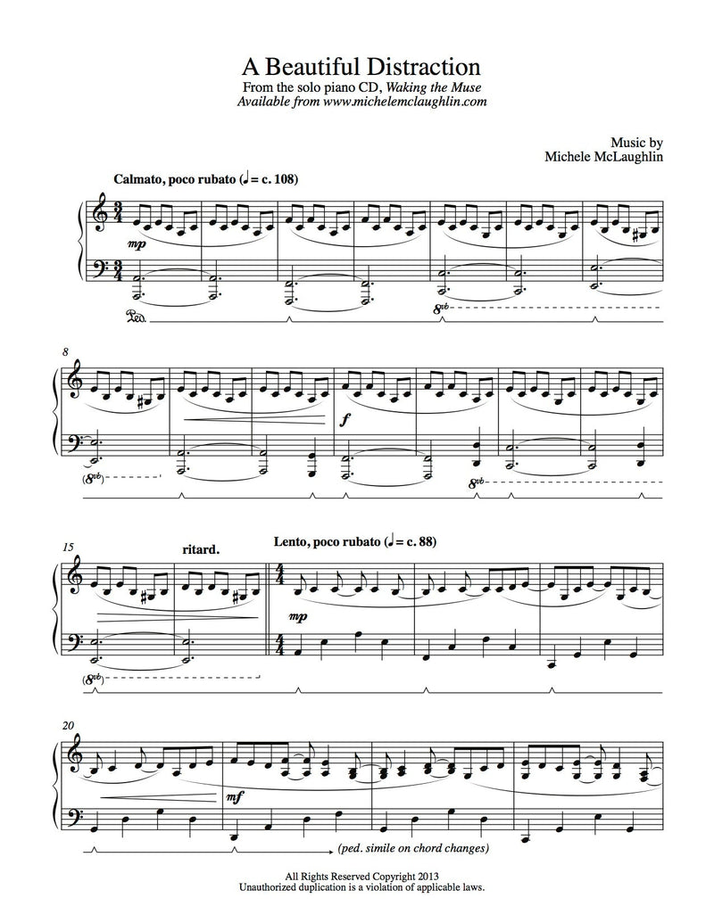 A Beautiful Distraction (PDF Sheet Music) - Michele McLaughlin Music