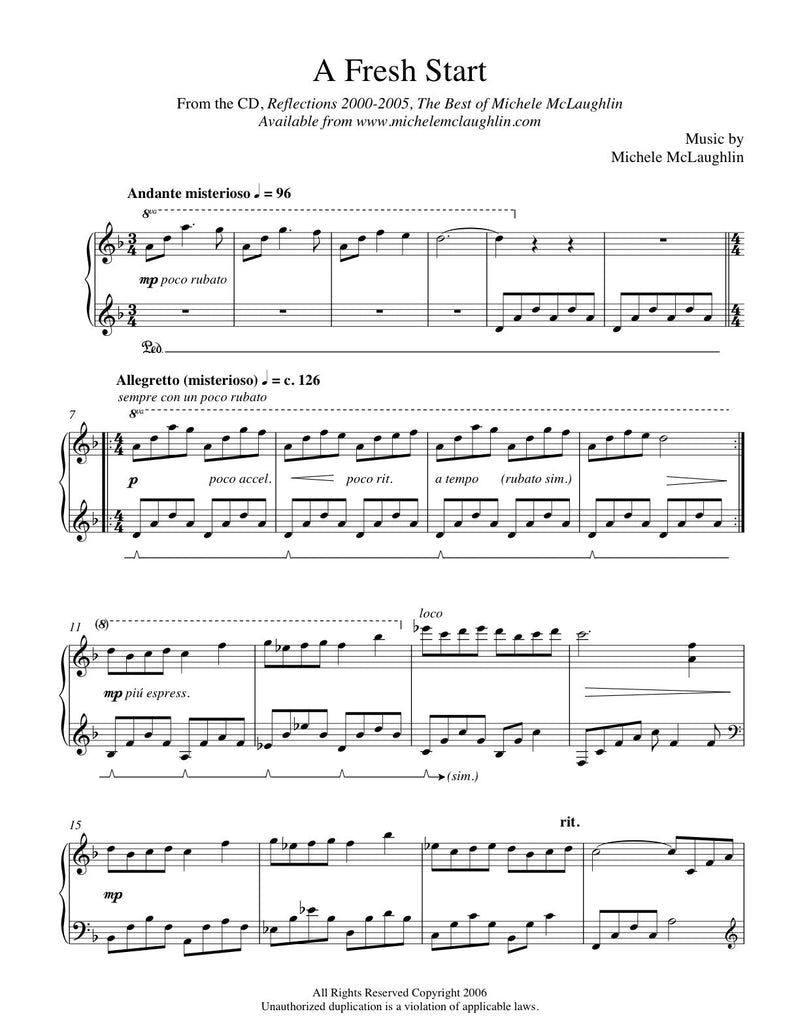A Fresh Start (PDF Sheet Music) - Michele McLaughlin Music