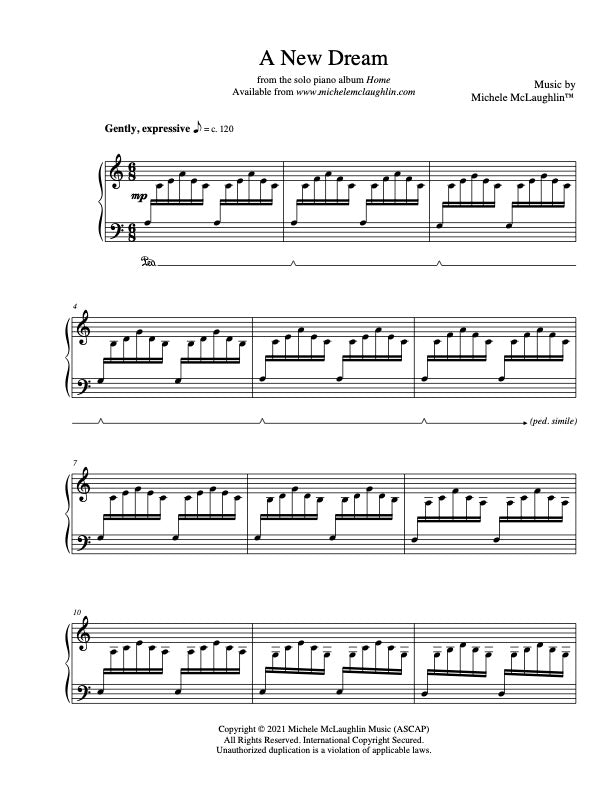 A New Dream (PDF Sheet Music) - Michele McLaughlin Music