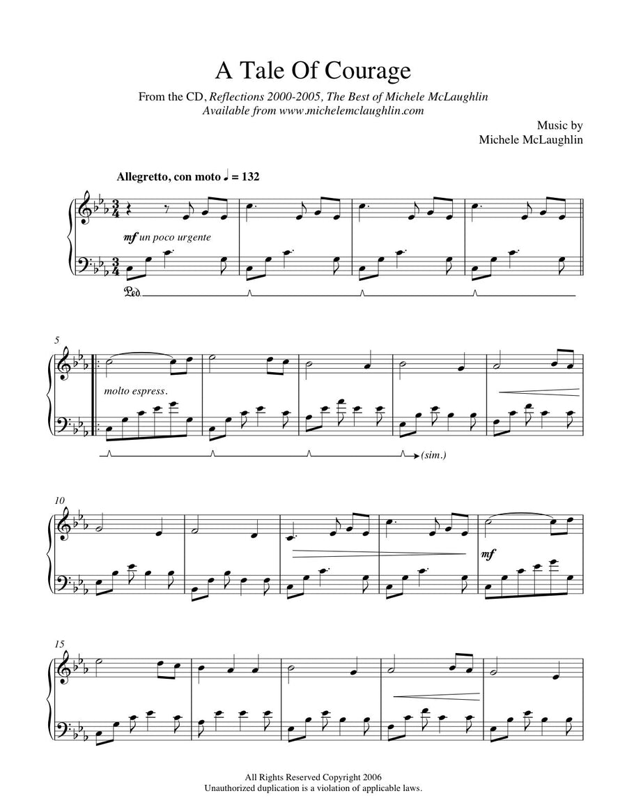 A Tale Of Courage (PDF Sheet Music) – Michele McLaughlin Music