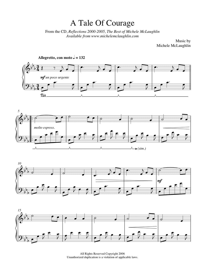 A Tale Of Courage - Reflections 2003 (PDF Sheet Music) - Michele McLaughlin Music