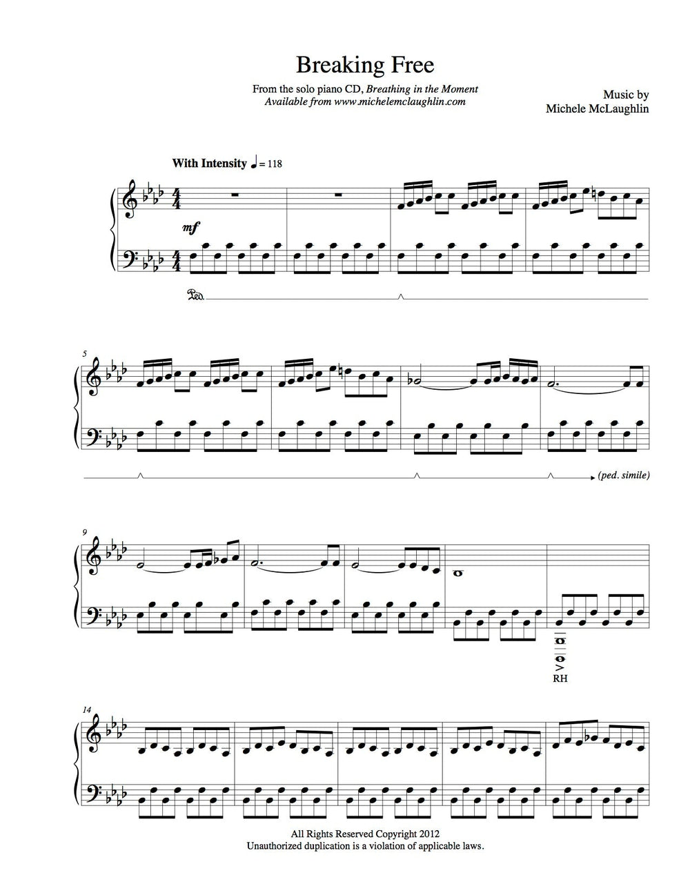 Breaking Free (PDF Sheet Music) – Michele McLaughlin Music for Piano Sheet Music Printable Free