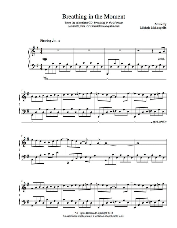 Breathing In The Moment (PDF Sheet Music) - Michele McLaughlin Music