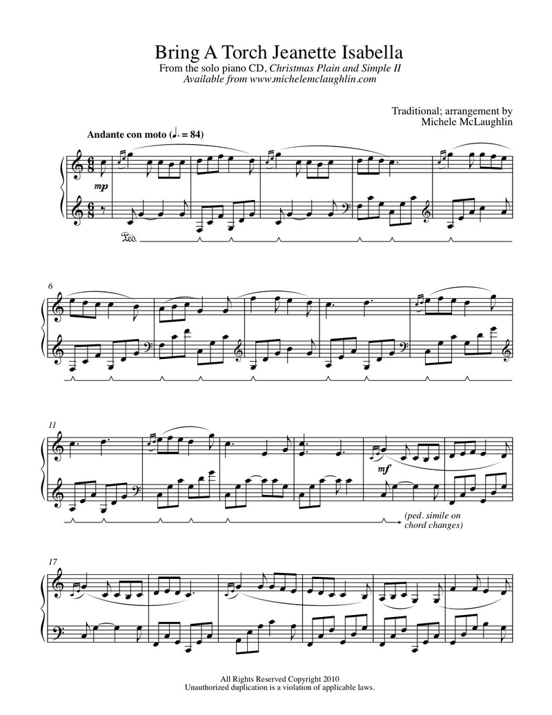Bring A Torch Isabella (PDF Sheet Music) Michele McLaughlin
