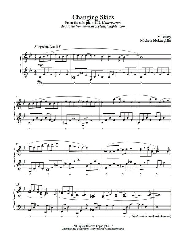 Changing Skies (PDF Sheet Music) - Michele McLaughlin Music