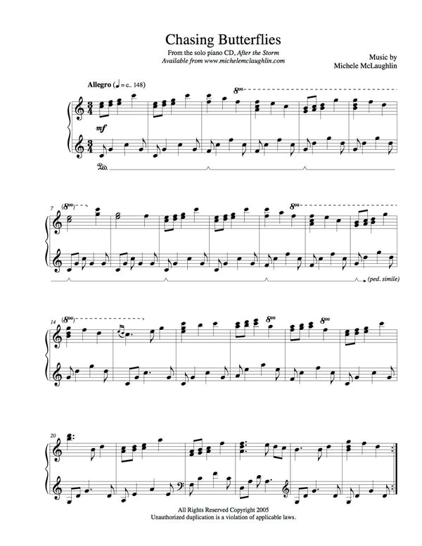 Chasing Butterflies (PDF Sheet Music) - Michele McLaughlin Music