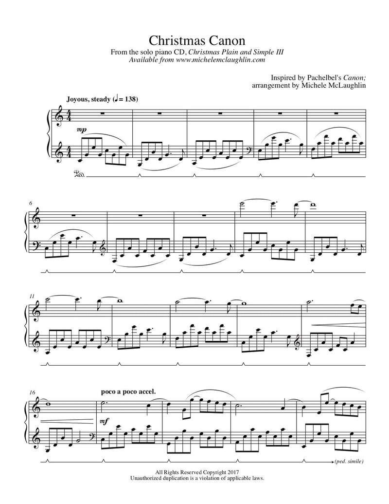 Christmas Canon (PDF Sheet Music) – Michele McLaughlin Music christmas-canon-pdf-sheet-music-michele-mclaughlin-music
