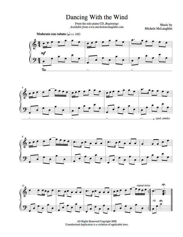 Dancing With The Wind (PDF Sheet Music) - Michele McLaughlin Music