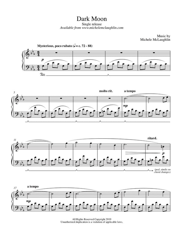 Dark Moon (PDF Sheet Music) - Michele McLaughlin Music