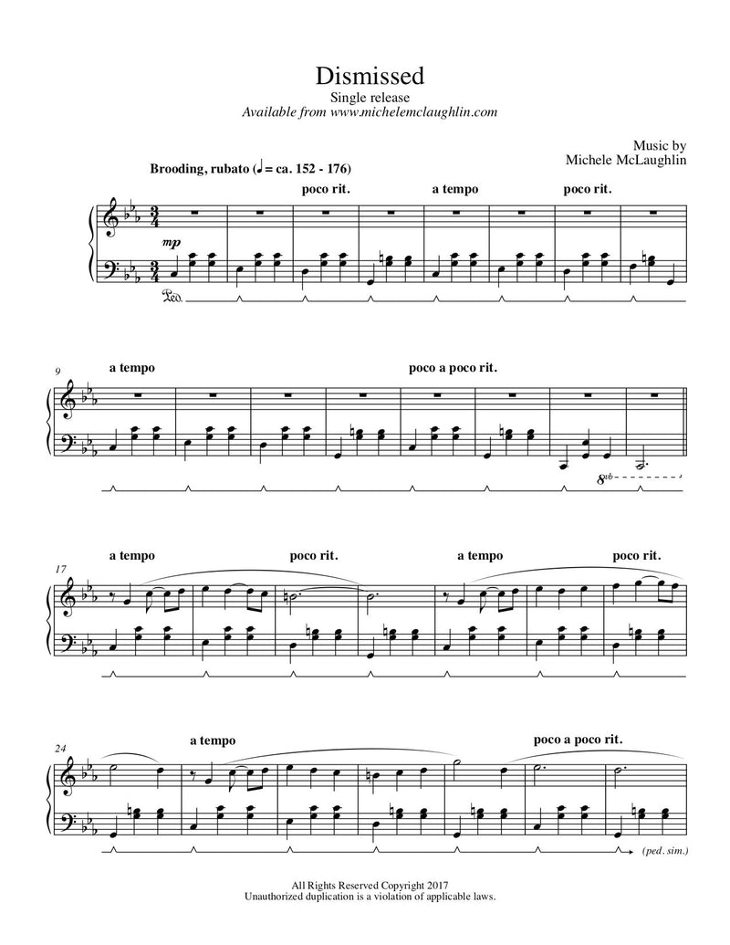 Dismissed (PDF Sheet Music) - Michele McLaughlin Music