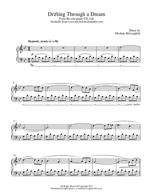 Drifting Through A Dream (PDF Sheet Music) - Michele McLaughlin Music