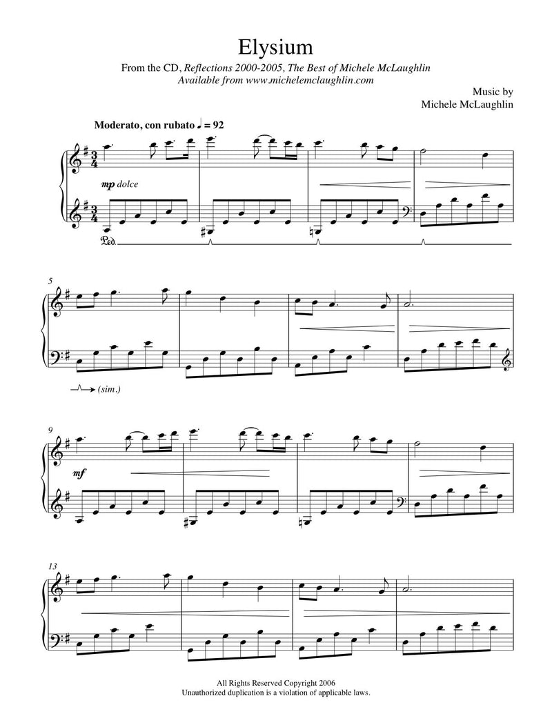 Elysium (PDF Sheet Music) - Michele McLaughlin Music