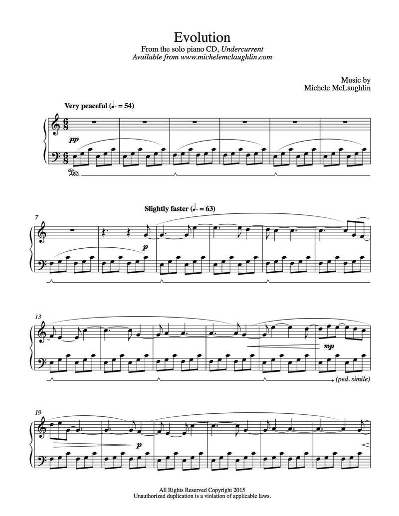 Evolution (PDF Sheet Music) - Michele McLaughlin Music
