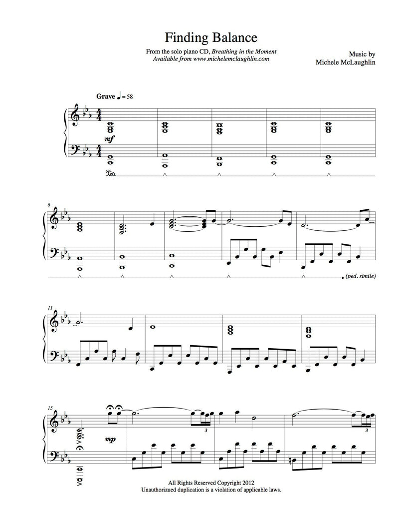 Finding Balance (PDF Sheet Music) - Michele McLaughlin Music