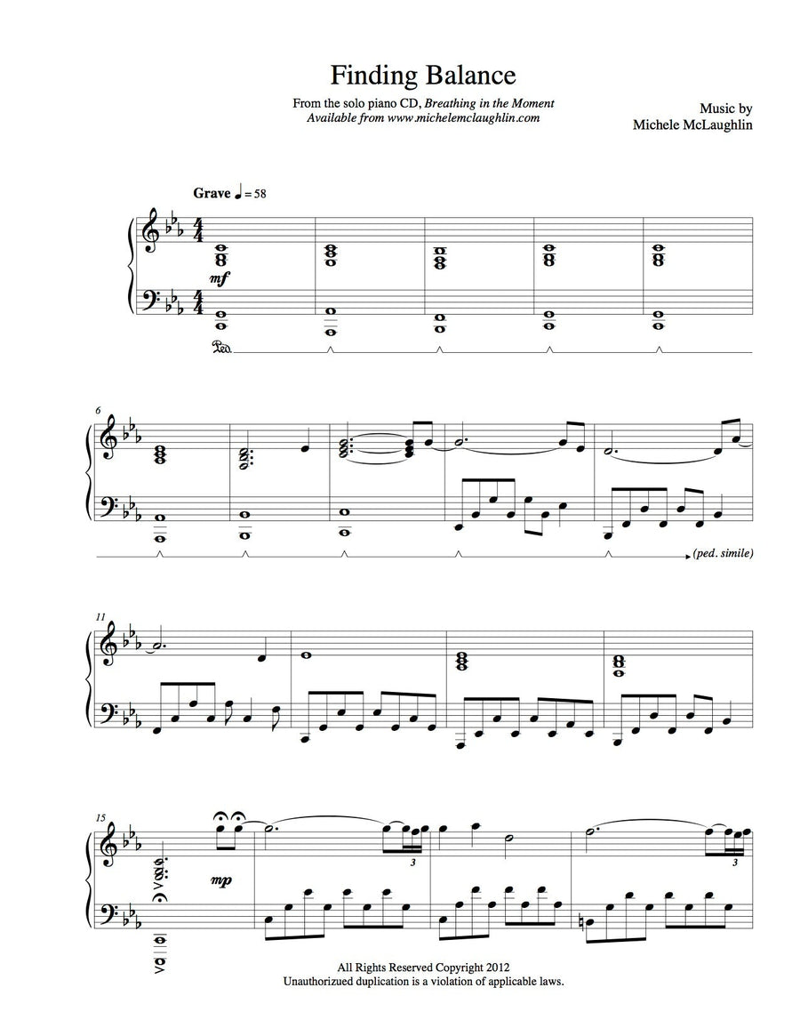 Finding Balance (PDF Sheet Music) – Michele McLaughlin Music