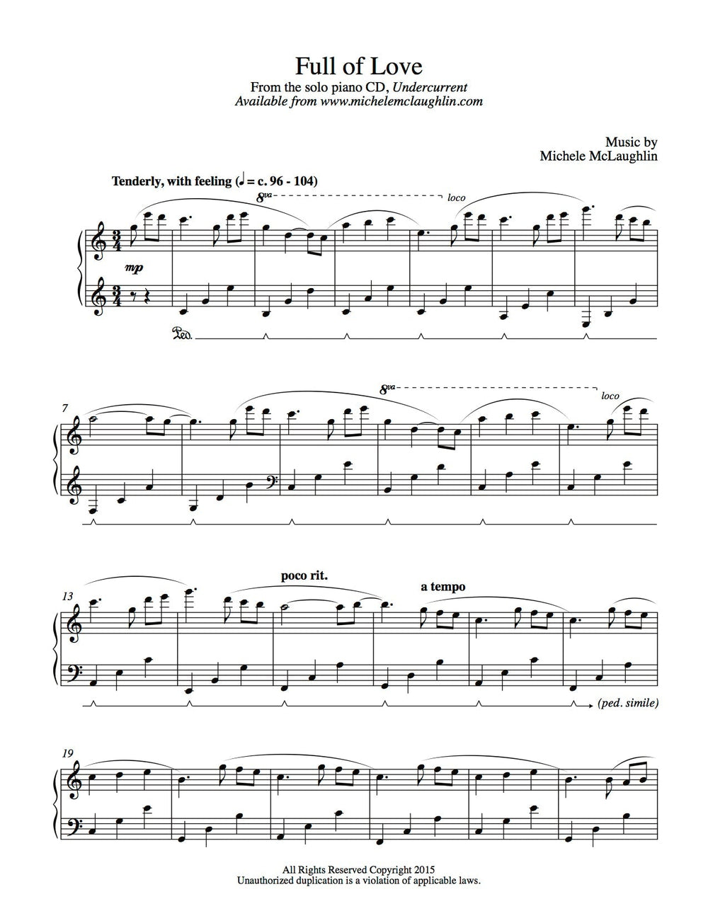 Full of Love (PDF Sheet Music) – Michele McLaughlin Music