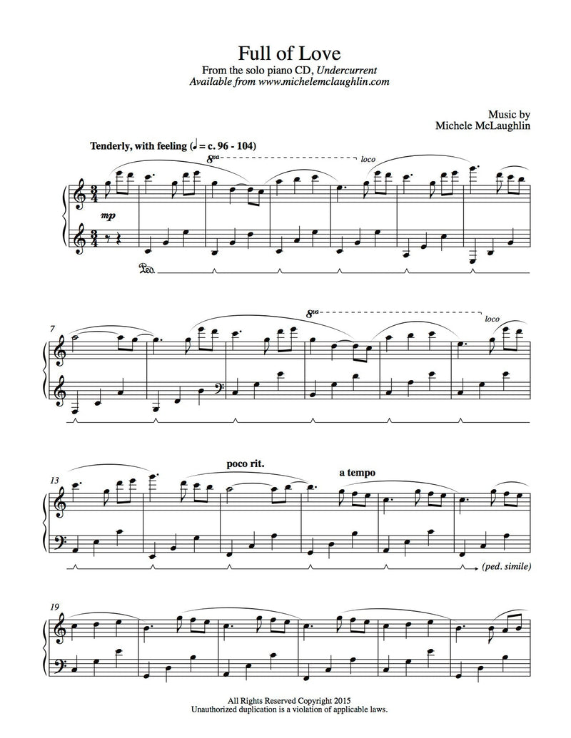 Full of Love PDF Sheet Music Michele McLaughlin Music