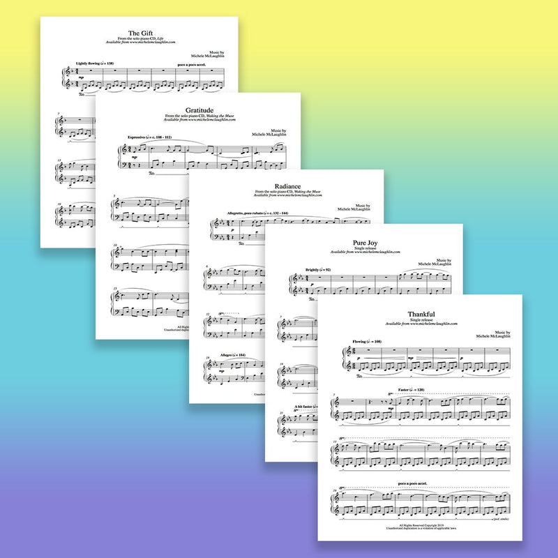 Happy and Uplifting Sheet Music Bundle (Intermediate) - Michele McLaughlin Music
