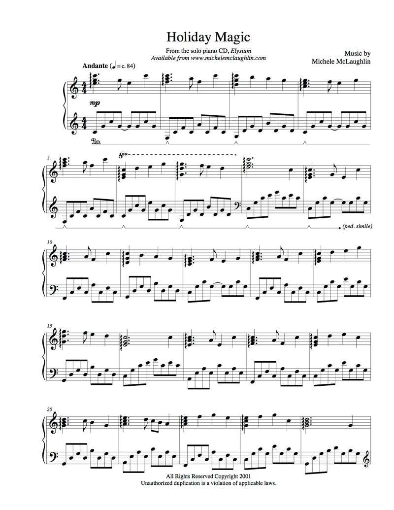 Holiday Magic (PDF Sheet Music) - Michele McLaughlin Music