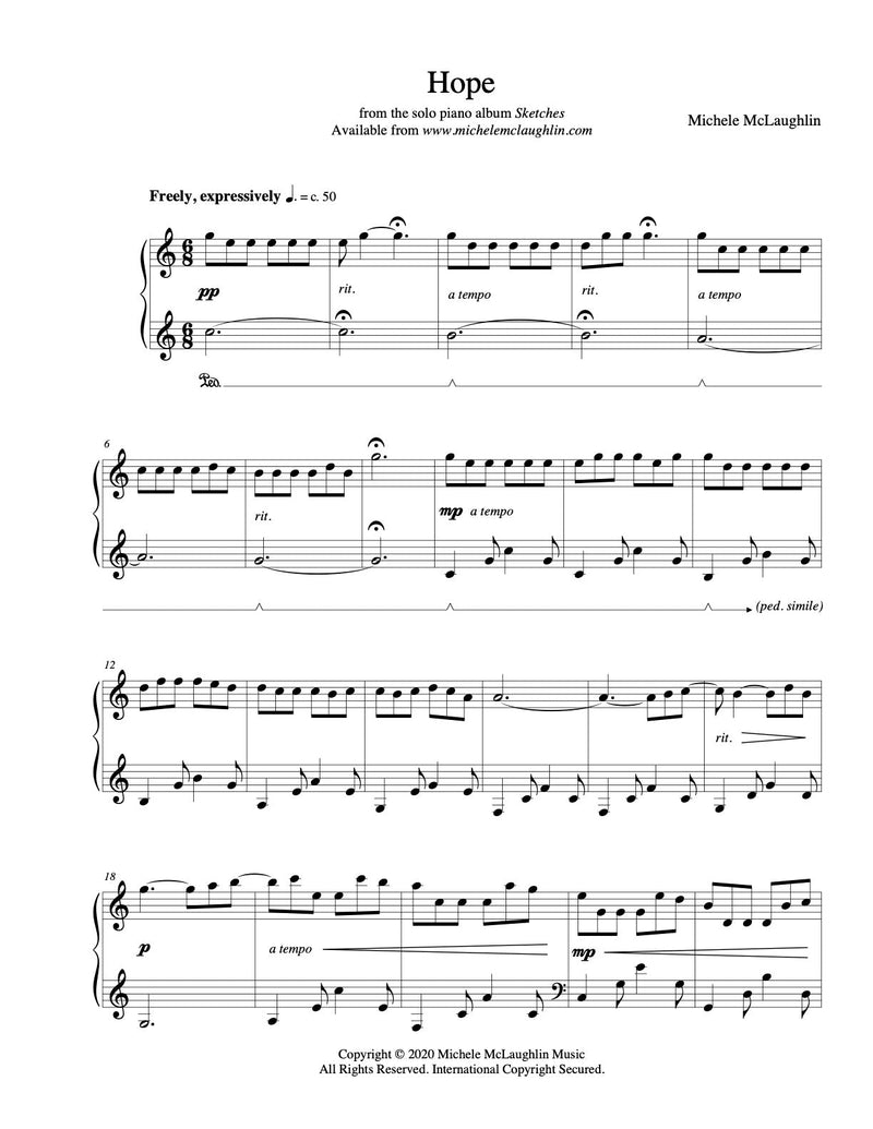 Hope (PDF Sheet Music) - Michele McLaughlin Music