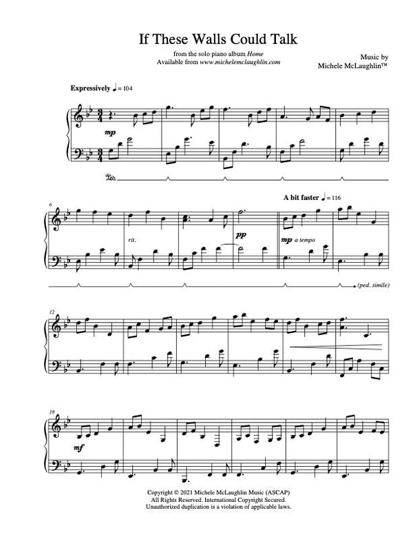 If These Walls Could Talk (PDF Sheet Music) - Michele McLaughlin Music