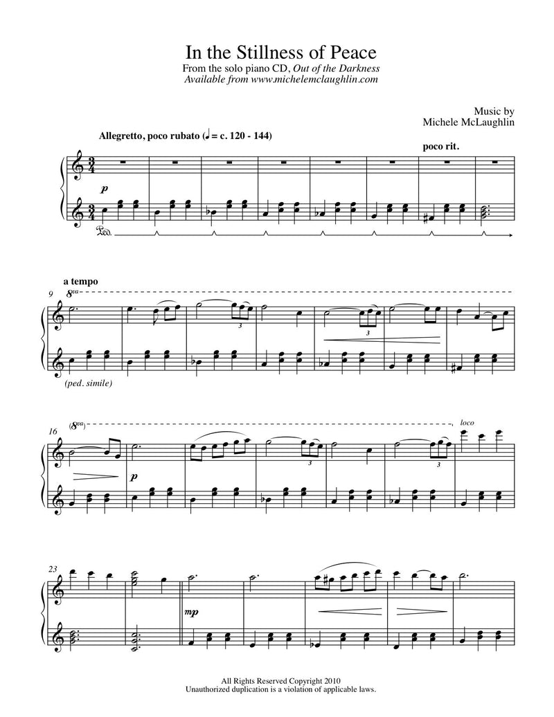 In The Stillness Of Peace (PDF Sheet Music) - Michele McLaughlin Music