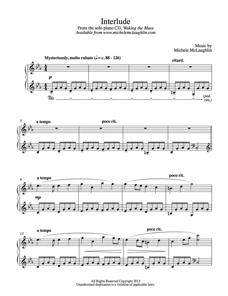 Interlude (PDF Sheet Music) - Michele McLaughlin Music