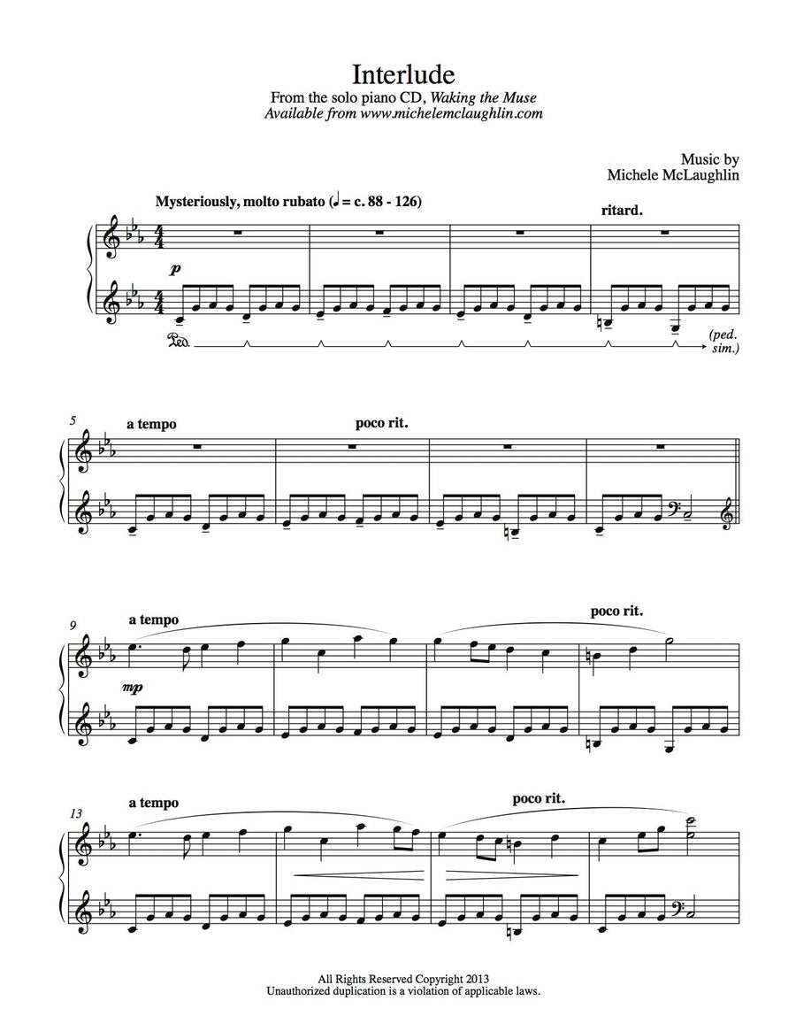Interlude (PDF Sheet Music) – Michele McLaughlin Music