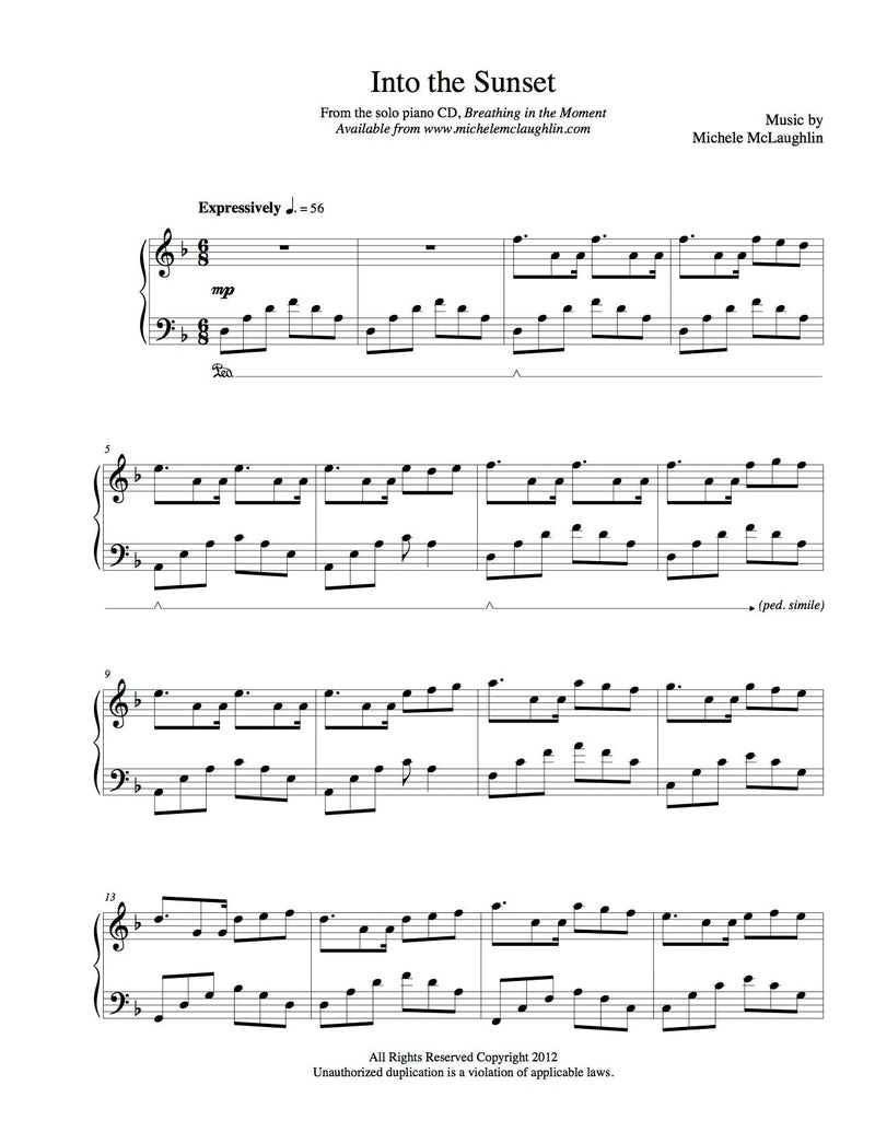 Into The Sunset (PDF Sheet Music) - Michele McLaughlin Music