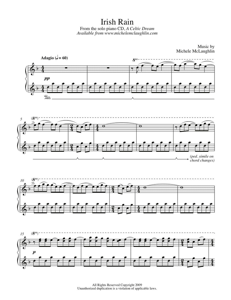Irish Rain (PDF Sheet Music) - Michele McLaughlin Music