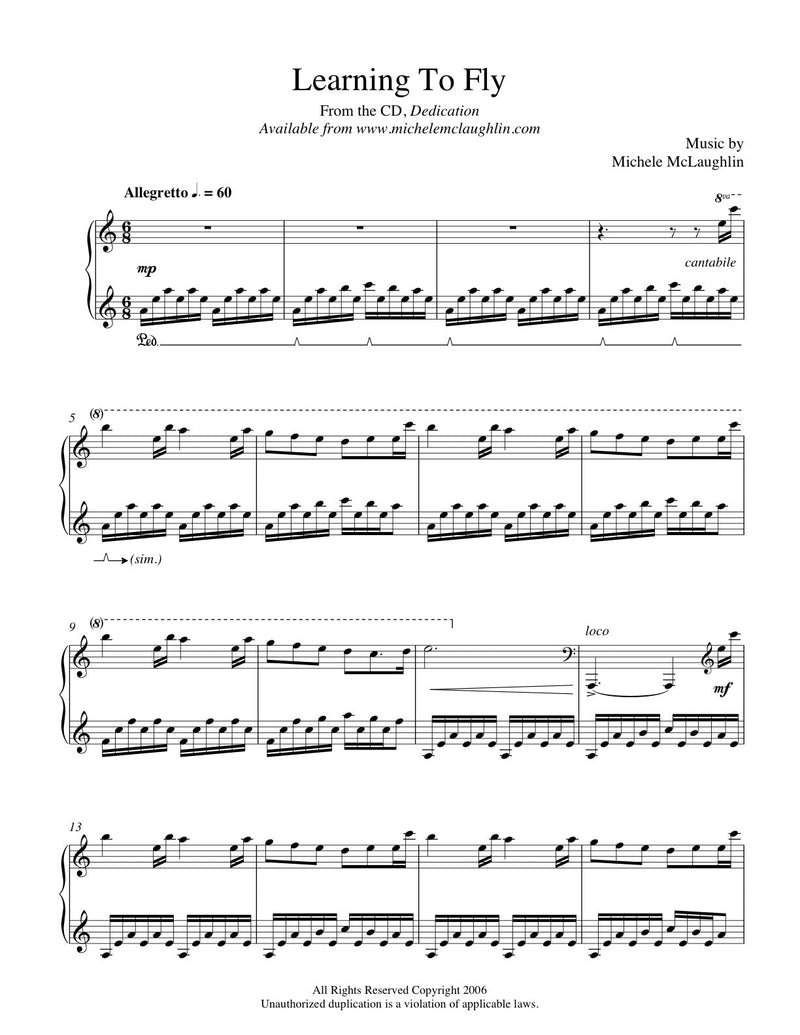Learning To Fly (PDF Sheet Music) - Michele McLaughlin Music